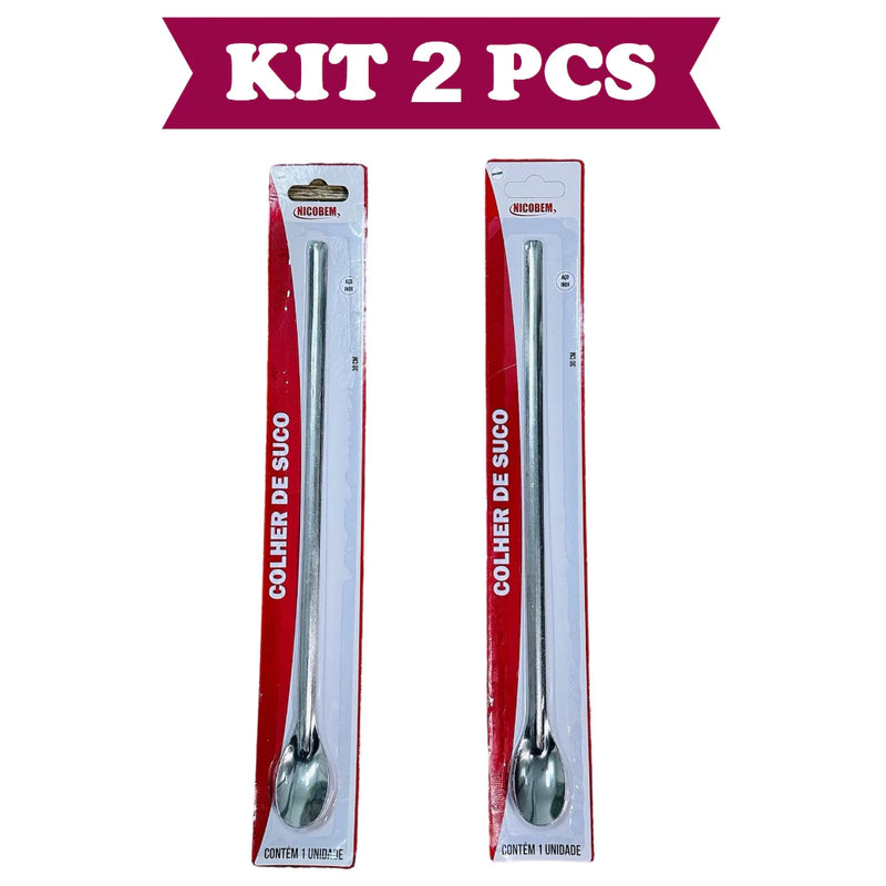 Colher Bailarina Para Suco Drinks Em Aço Inox 30cm