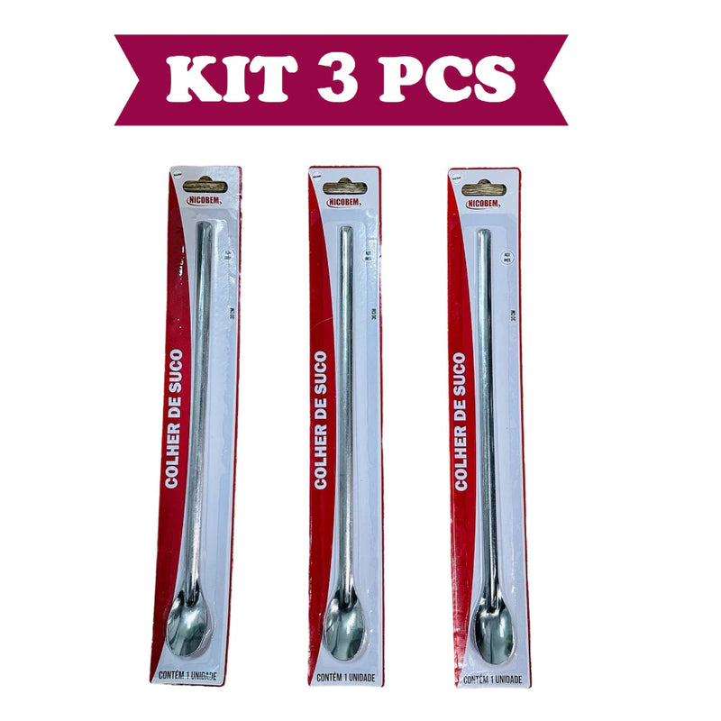 Colher Bailarina Para Suco Drinks Em Aço Inox 30cm