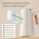 KIT1/KIT2 Garrafa Térmica 1 Litro Com Termômetro Led Para Chás / Café Design Moderno Cabo Em Madeira