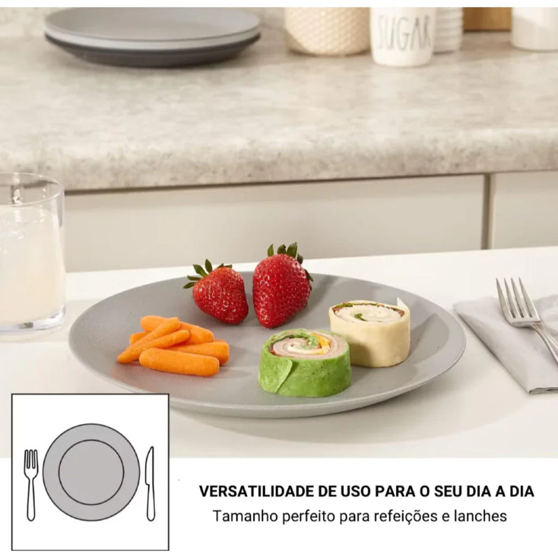 Jogo 4 Pratos Resistente Empilhável Reutilizável