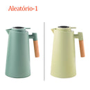 KIT1/KIT2 Garrafa Térmica 1 Litro Com Termômetro Led Para Chás / Café Design Moderno Cabo Em Madeira