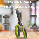 Tesoura para Picar Alimentos Temperos e Ervas 5 Lâminas Aço Inox salsinha