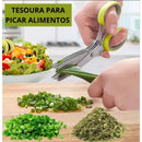Tesoura para Picar Alimentos Temperos e Ervas 5 Lâminas Aço Inox salsinha