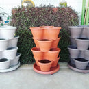 Kit 4 vasos Modulares Treviso Para Plantas com Prato Com Rodas