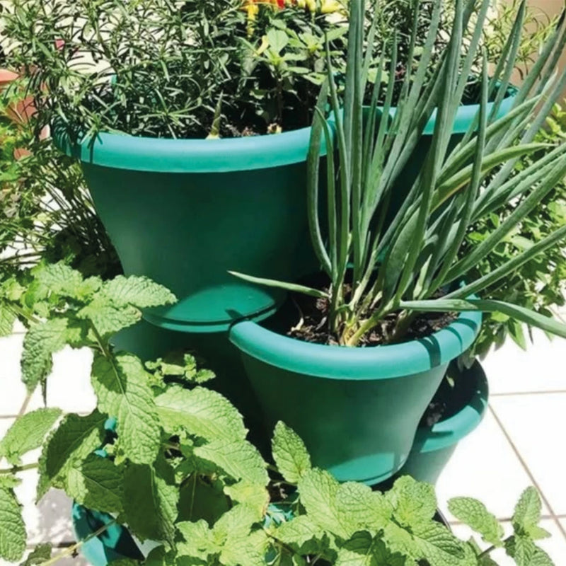 Kit 4 vasos Modulares Treviso Para Plantas com Prato Com Rodas