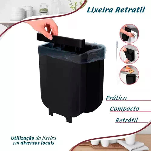 Lixeira de Pia Retrátil Dobrável Acoplável 6 E 10 Litros Multiuso