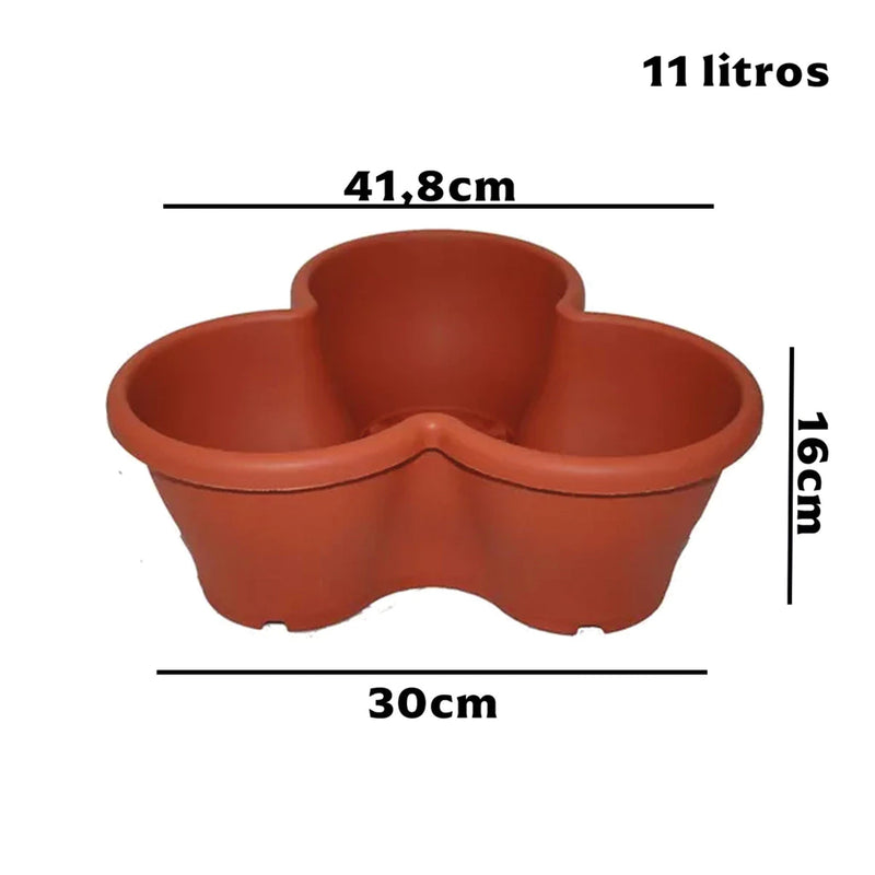 Kit 4 vasos Modulares Treviso Para Plantas com Prato Com Rodas