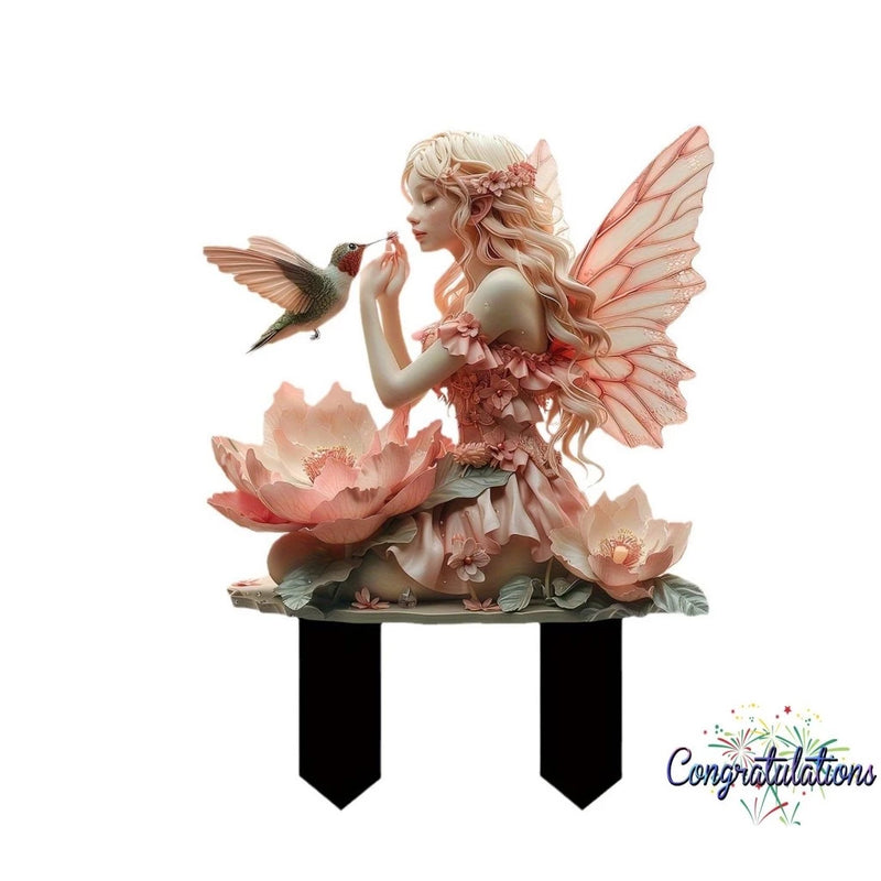 Cong-Decoração De Estacas De Jardim De Fadas Com Beija-Flor , Exclusiva Em Vaso Boho Para Quintal De Gramado Ao Ar Livre