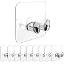 10pçs Gancho Adesivo De Plástico Transparente Com Plugue Forte Para Cozinha, Banheiro
