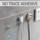 10pçs Gancho Adesivo De Plástico Transparente Com Plugue Forte Para Cozinha, Banheiro