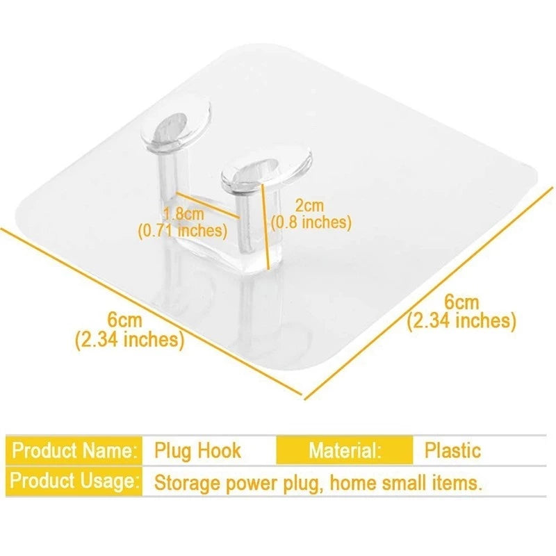 10pçs Gancho Adesivo De Plástico Transparente Com Plugue Forte Para Cozinha, Banheiro