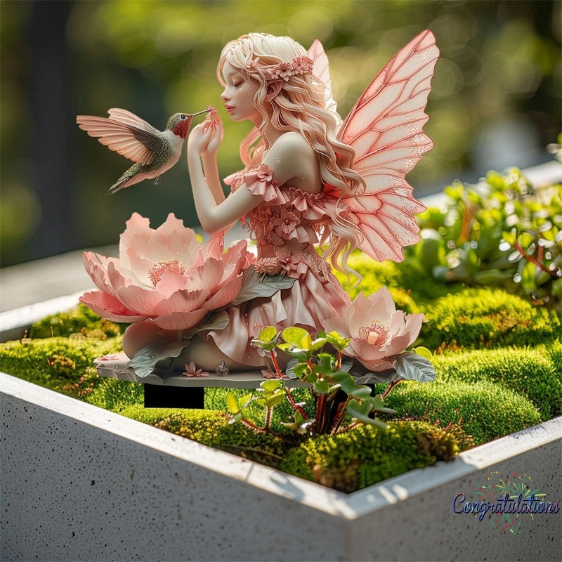 Cong-Decoração De Estacas De Jardim De Fadas Com Beija-Flor , Exclusiva Em Vaso Boho Para Quintal De Gramado Ao Ar Livre