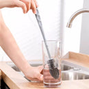Escova para Lavagem de Copos e Garrafas de Leite em Silicone com Cabo Longo para Doméstico e Chá
